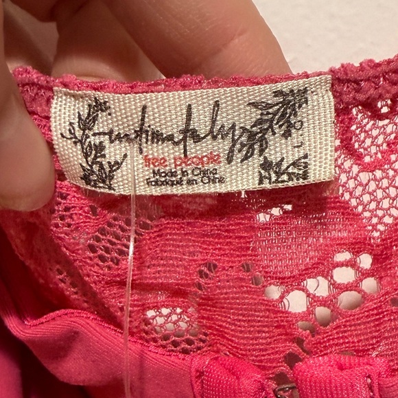 NWT Free People Rhythm Night Lace Thong Bodysuit Large L Raspberry Sorbet Sexy - Picture 3 of 8